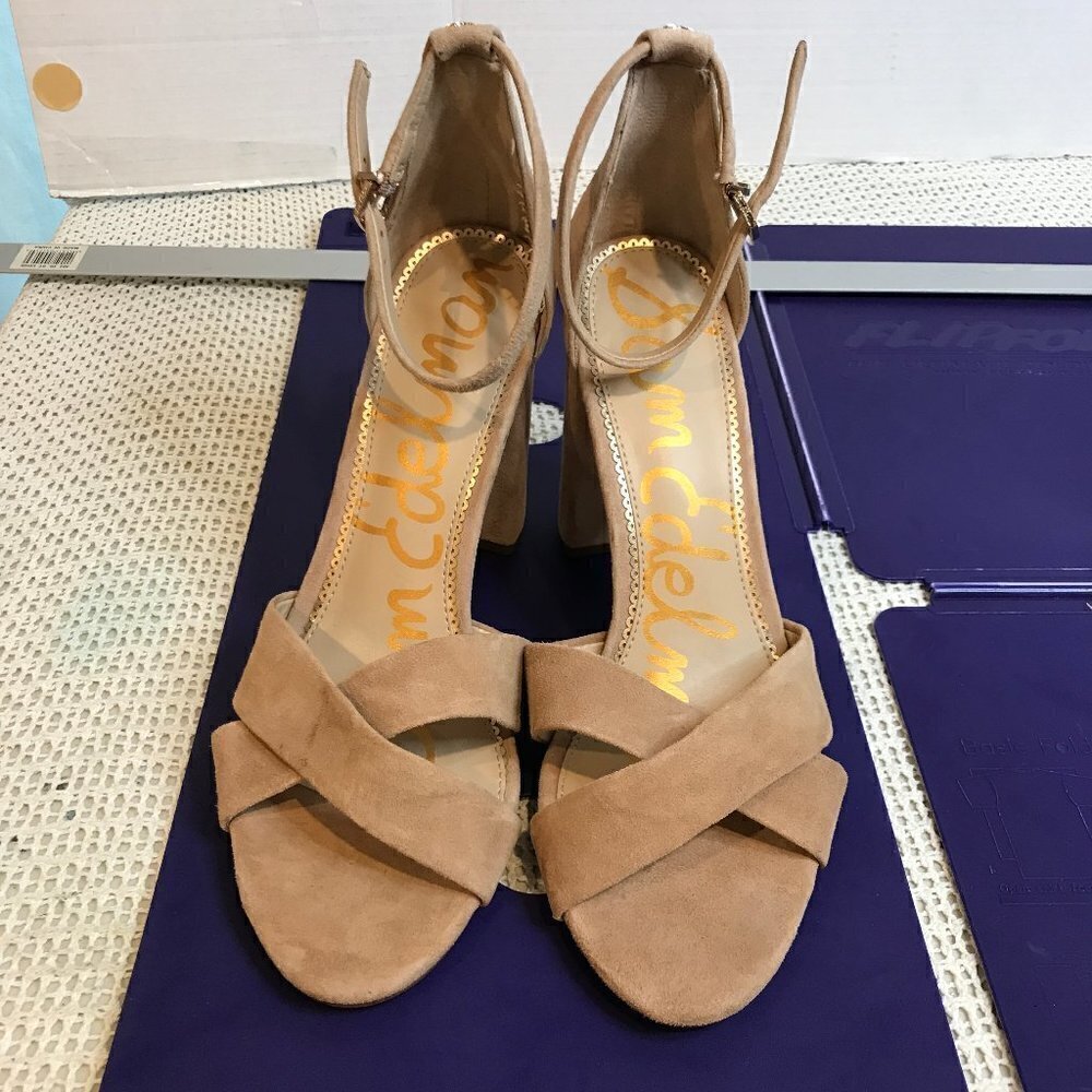 SAM EDELMAN YANCY BLOCK HEELS OATMEAL SUEDE SIZE 11 NEW